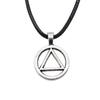 Triquetra Celtic Knot Pendant Necklace Wiccan Occult Protection Jewelry With 45cm Leather Chain