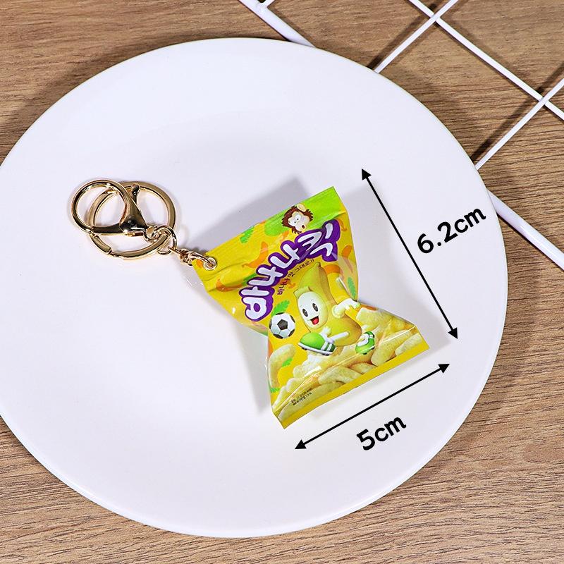 Simulation Korean Potato Chip Snack Bag Keychain Mini Snack Pendant Car Keyring Backpack Charm Decoration Jewelry Gift