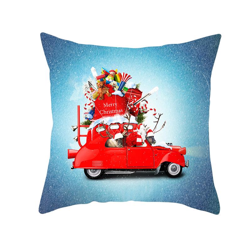 Cartoon Car Print Peach Skin Pillow Cover Christmas New Pillow Cover Wish Home Cushion Cover