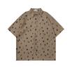 Retro Front Shoulder Small Floral Shirt Short Sleeve Summer Old Money Style Personality Hollow Vintage Shirt Men and Women