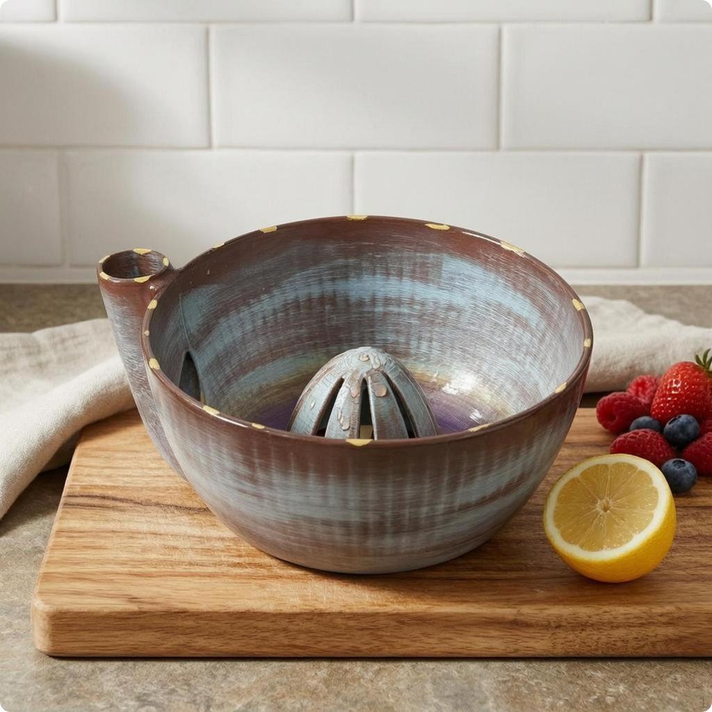 Drain Bowl Slotted Spout Layered Texture Dark Green