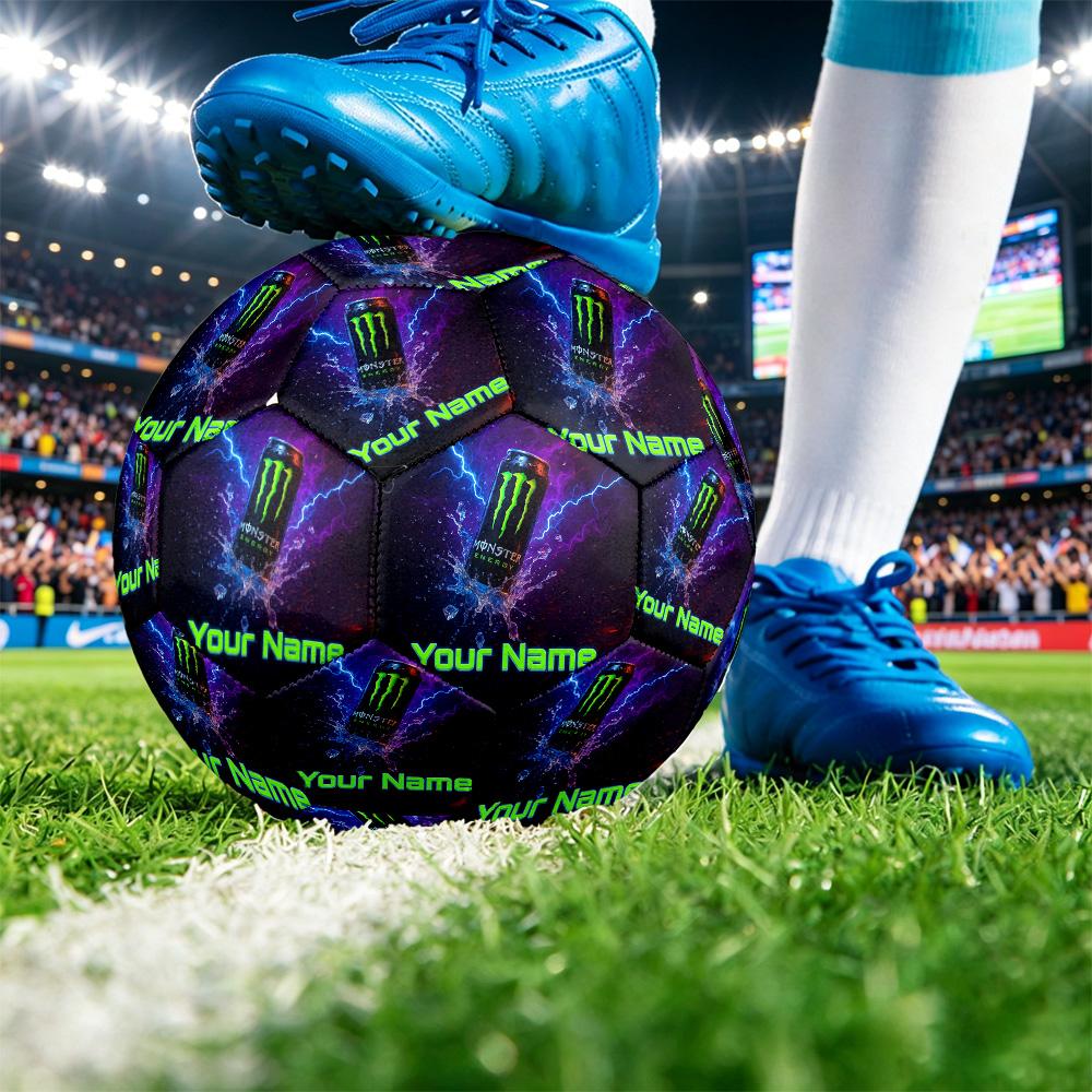 Monster Energy Size 5 Football, Custom Name Text Personalized Soccer Ball Sport Training Gift