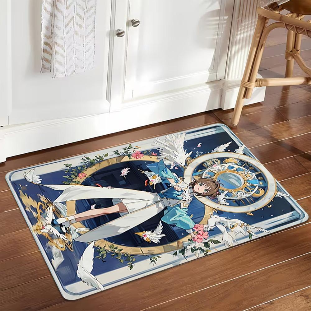Elegant Blue Floral Dress Decoration,Carpet,Living Room,Bedroom, Non-slip,Square rug