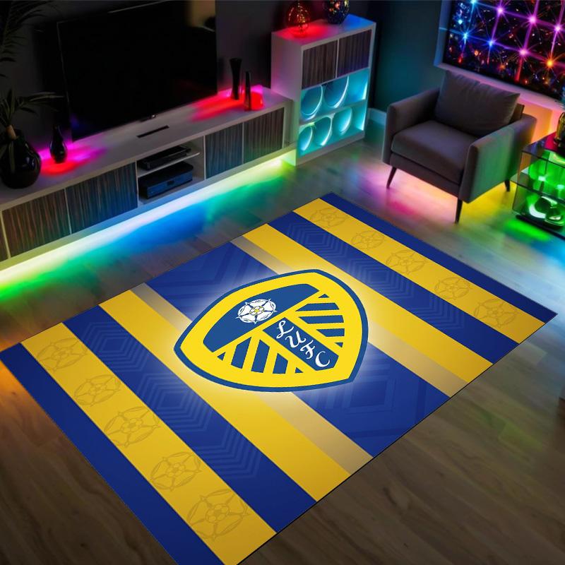 Leeds United Design Kristall Samt Teppich Gemütlich Nicht?Rutschfester Teppich mit Aufdruck für Schlafzimmer Wohnzimmer Eingang