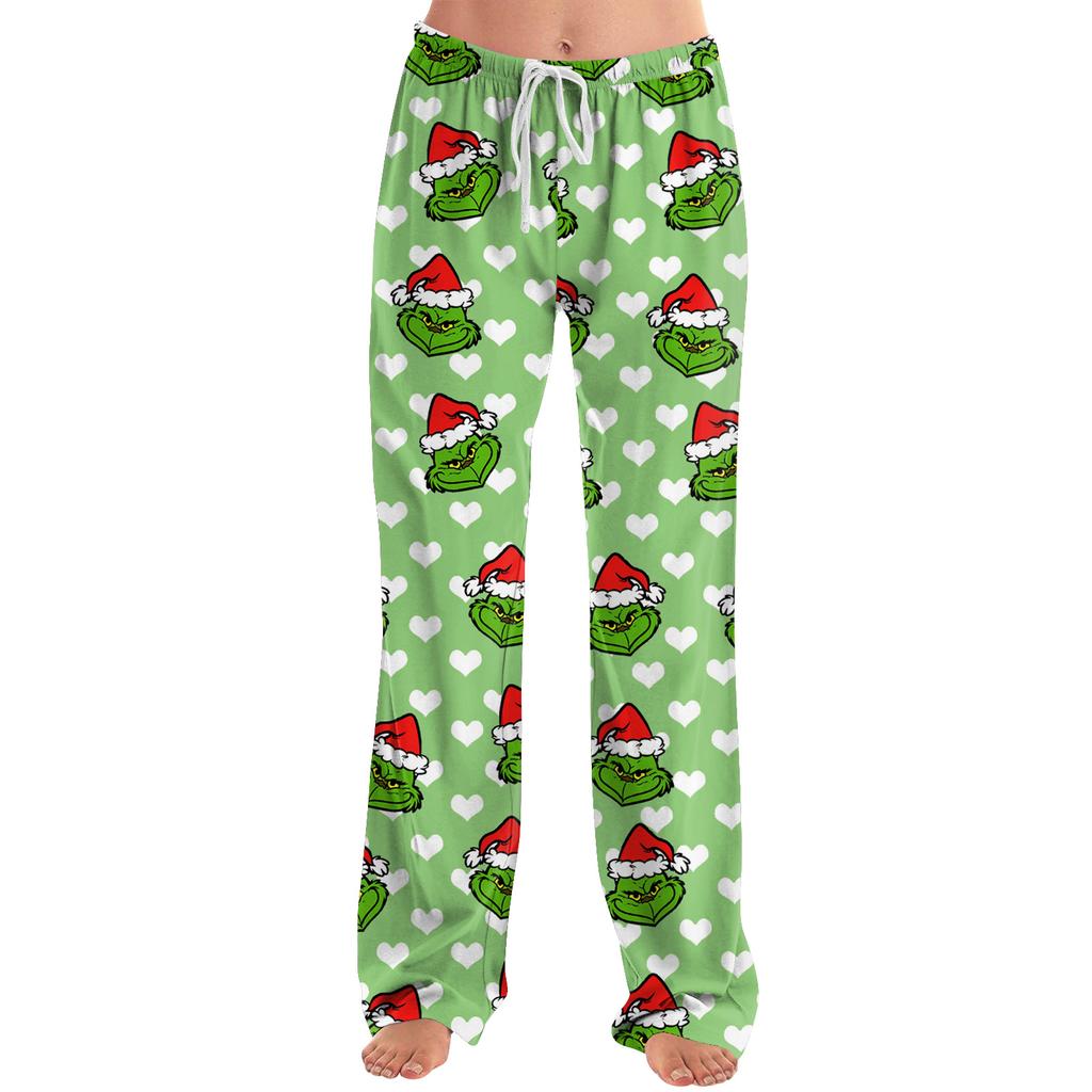 Damen Pyjamahose Nachtwäsche Lässige Hose mit Kordelzug und elastischer Taille Bequeme gerade lockere Yogahose