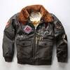 Pilot Jacket Men Warm Real Removable Fur Collar Genuine Cow Leather Coat Vintage Bomber Jacket