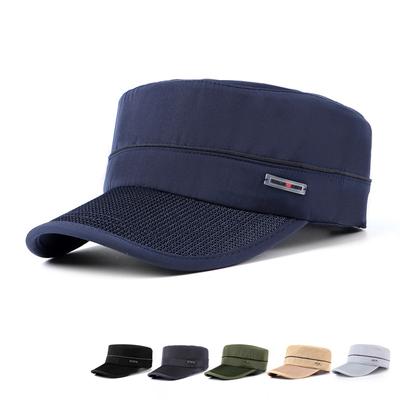 Chapéus militares de secagem rápida para homens, bonés de beisebol de topo plano de verão, boné de sol feminino ao ar livre, malha respirável, casquette militaire