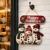 Unique Holiday Gift for Family Christmas Wooden Hanging Sign, Rustic Wall Decor with Santa Claus Door Hanger Reindeer And Snowman Patterns Home