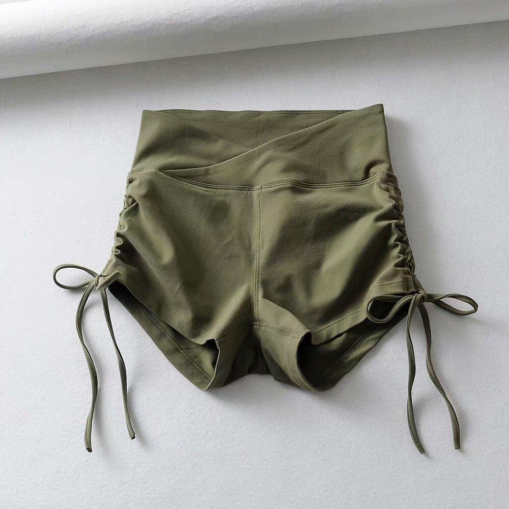 2023 Summer Women's Sexy Butt-Lifting Yoga Shorts with High Waist and Drawstring Tie