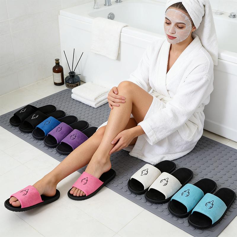 1Pair Open Toed Slippers Elasticity Breathable Daily Indoor Balcony Lightweight Anti Slip Soft Comfortable Deer Pattern Foam