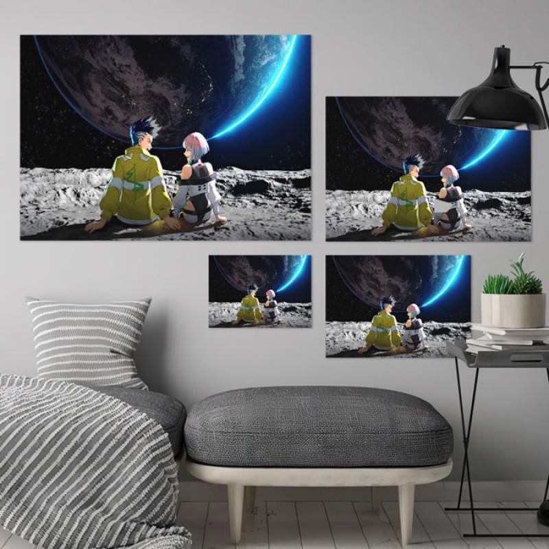 Cyberpunk Edge Walker Anime Tapestry Polyester Fiber Wall Hanging Fabric Science Fiction Moon Bedroom Dormitory Decoration