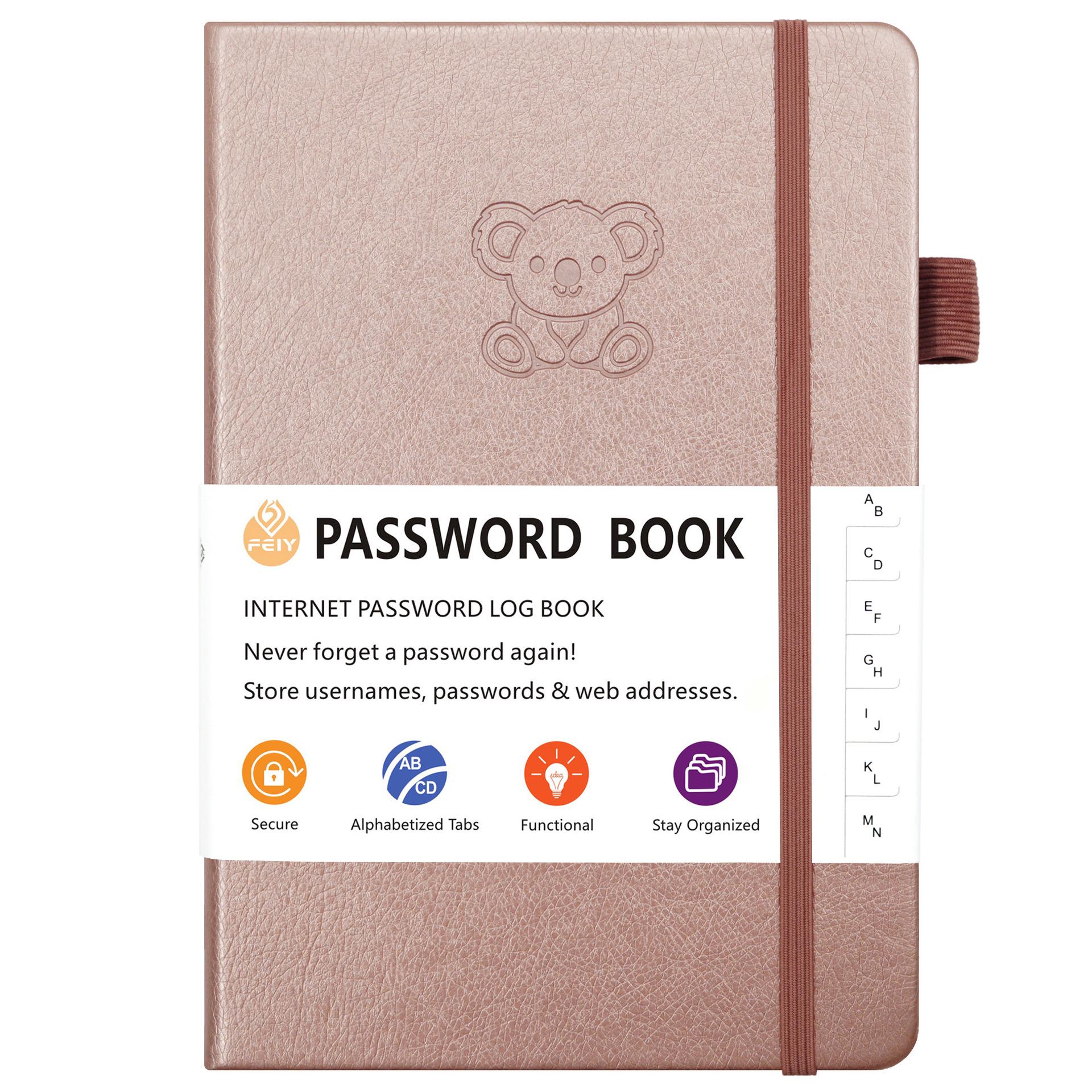 Koala Password Book: 32k English Memo Notebook with Strap - Customizable 32k розового золота