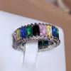 Exquisite Multicolor Color Zircon Ring for Women Rainbow Color Jewelry Opening Adjustable High Quality Ring Personality Jewelry Cocktail Party Jewelry