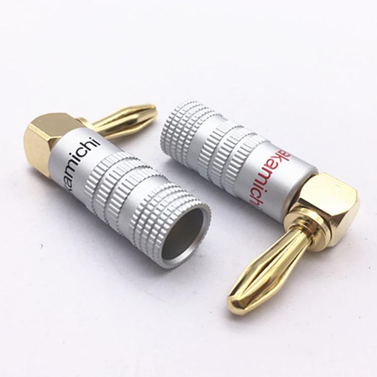 Copper-Plated 4mm Banana Plug L-Type 90° Speaker Cable Connector