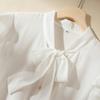 WTEMPO Brand Niche Chic Chiffon Blouse Thin Bow Temperament Hundred with Seven-point Sleeve Thin Shirt Fashion Casual Hundred with Outside Wear Tops