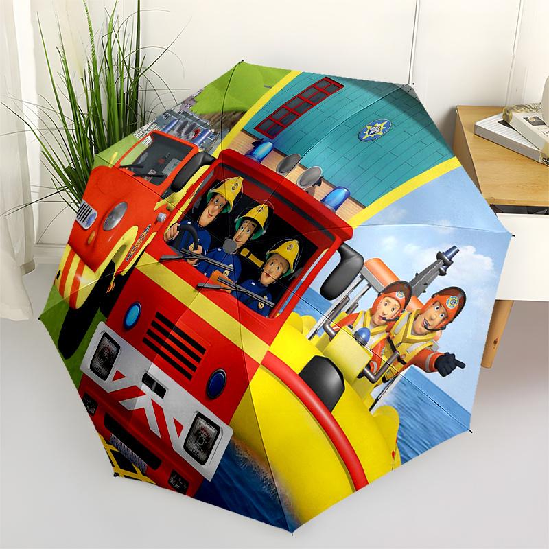 

Fireman Fire trucks Themed Travel Umbrella-8 Ribs Automatic Opening and Closing, Portable Folding Design, Compact and Stylish Umbrella Suita