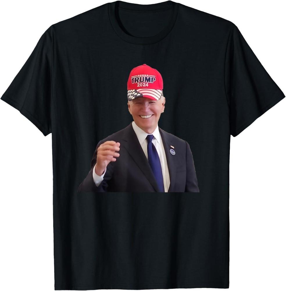 Funny Biden Wearing Trump 2024 Hat T-shirt Unisex T-Shirt XXL