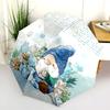 Cartoon Snowman Pattern, Automatic Folding Umbrella, Portable and Foldable Design, 8 Ribs, a Christmas or Birthday Gift.