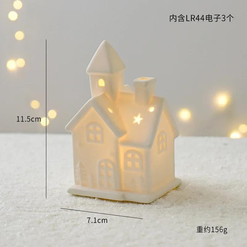 Nordic Ceramic Luminous Train Mini Igloo Luminous Small Ornaments Home Christmas Ornaments New Year Gifts