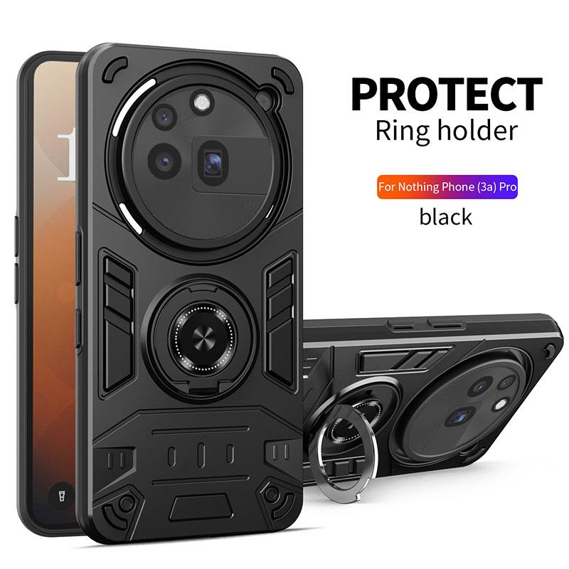 

For Nothing 3A Pro Phone Case, Armor 360° Rotating Ring Support Shockproof Protective Cover Nothing Phone (3a) Pro чёрный