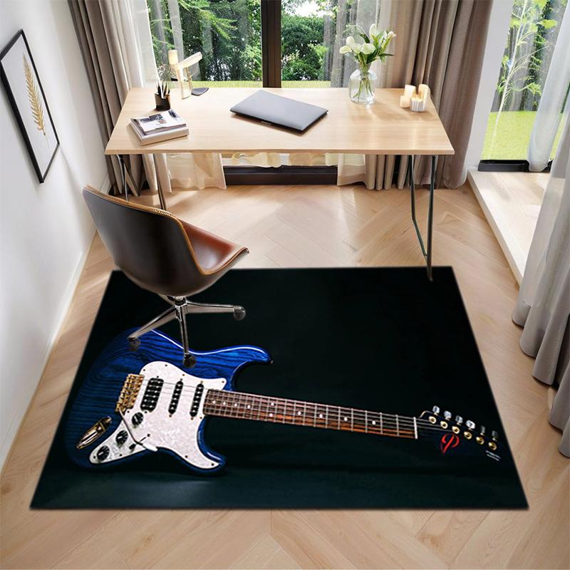 1Pc Electric guitar theme Printed circular carpet, home door mat, outdoor travel protection carpet A3