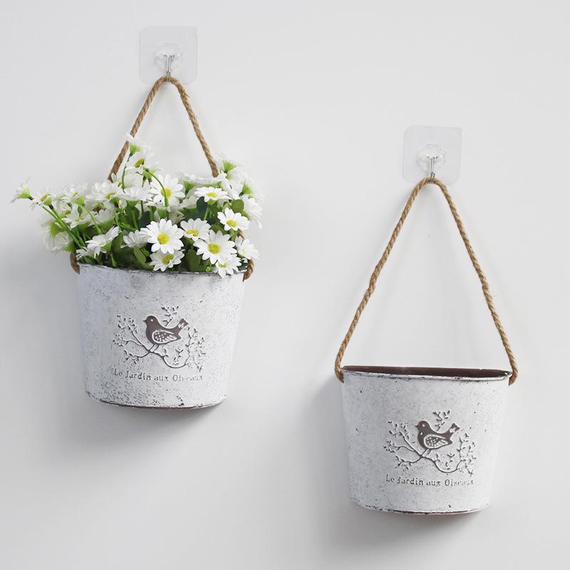 Semicircular Metal Wall Planter with Jute Rope for Green Plants and Flowers