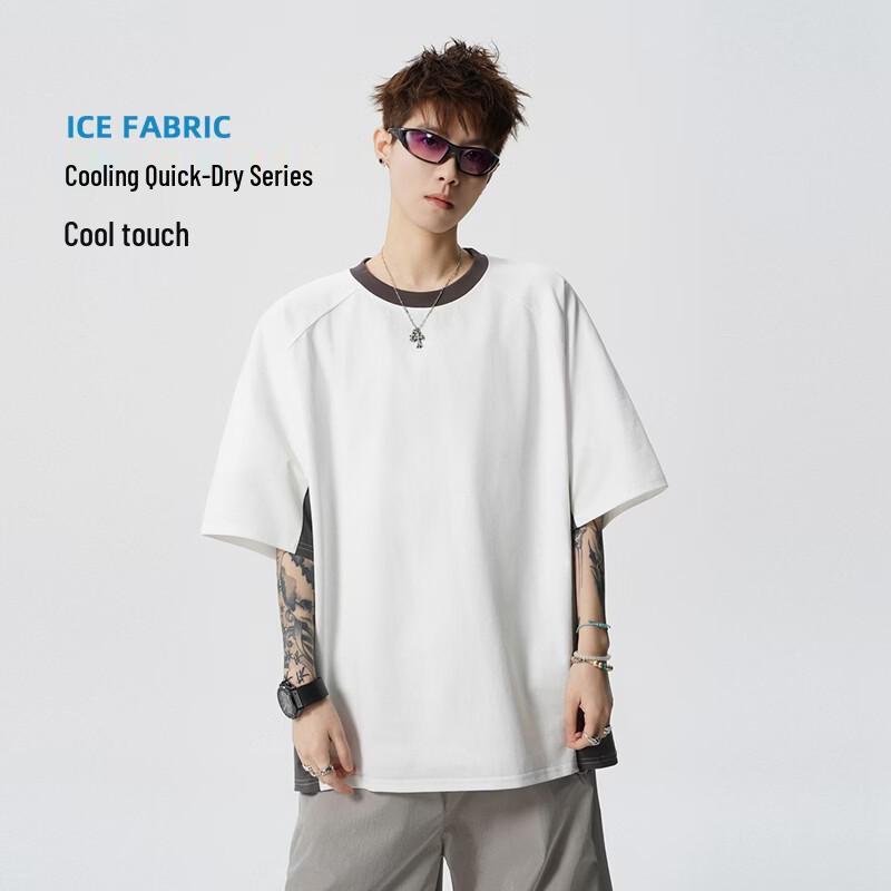 

VUUG Men s American Street Style Colorblock Short Sleeve T-Shirt M