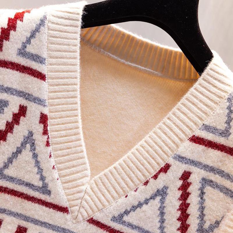 Women's Spring and Autumn Vest Knitting Women's Sweater Vest Vest Retro Vest V-neck Loose Outfit