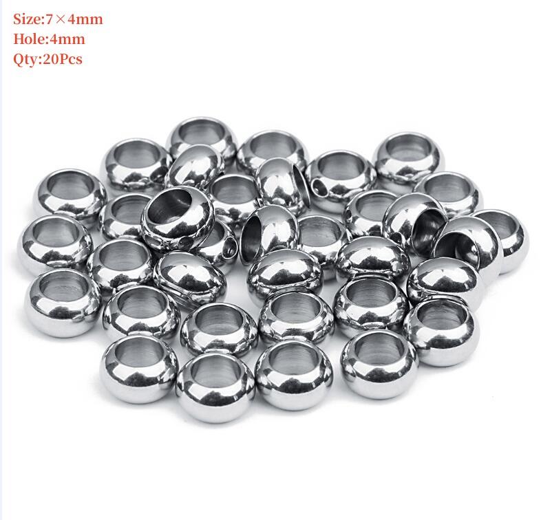 Stainless Steel Beads Square Round Big Hole Loose Spacer Bead For Jewelry Making Charm Bracelets Necklace Finding