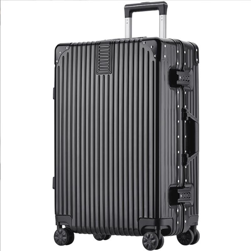 Vintage 24-inch Aluminum Frame Suitcase with Universal Wheels