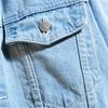 Męska kurtka dżinsowa bawełniana luźna z kapturem kurtka dżinsowa w jednolitym kolorze męska casualowa dla pary streetwear plus size