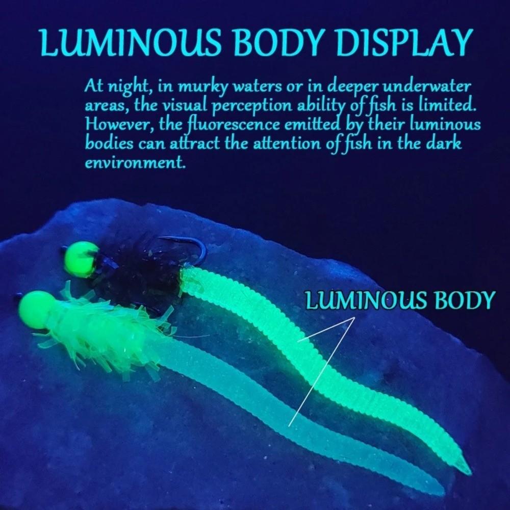 Luminous Design Luminous Simulated Earthworms Soft Material Glowing Effect Fishing Lures Hook Included Simulated Appearance