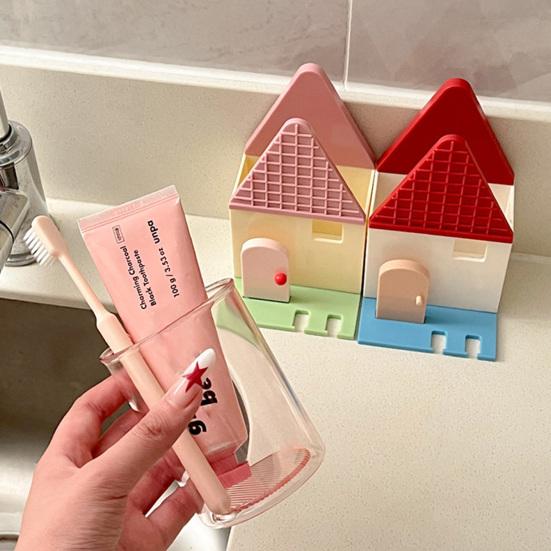 Toothbrush Holder Wall Mounted Storage Rack Double Slot Design Keeps Toothbrush Dry Bathroom Organizer