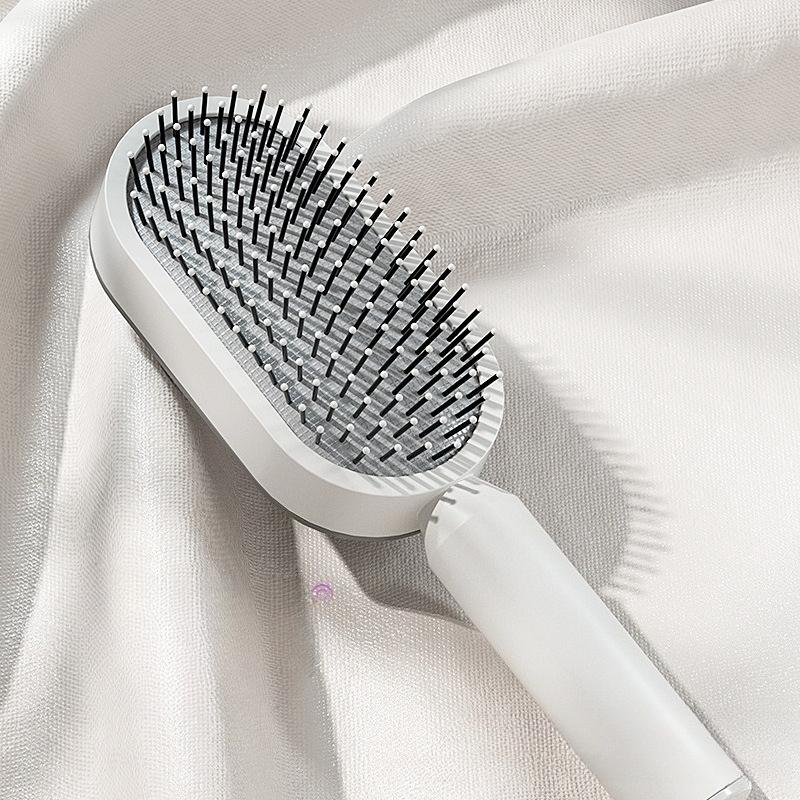 One-key Press Type Airbag Massage Comb Wet & Dry Detangler Hair Brush Durable for Women's Long Hair for Household Hair Care Gift