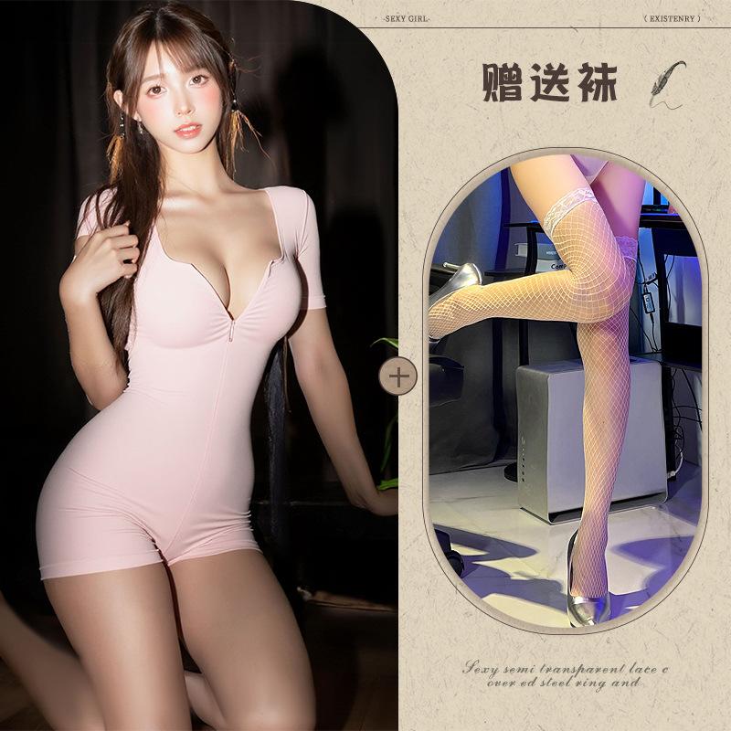 Sexy lingerie sexy yoga suit double-ended zipper outdoor free temptation uniform