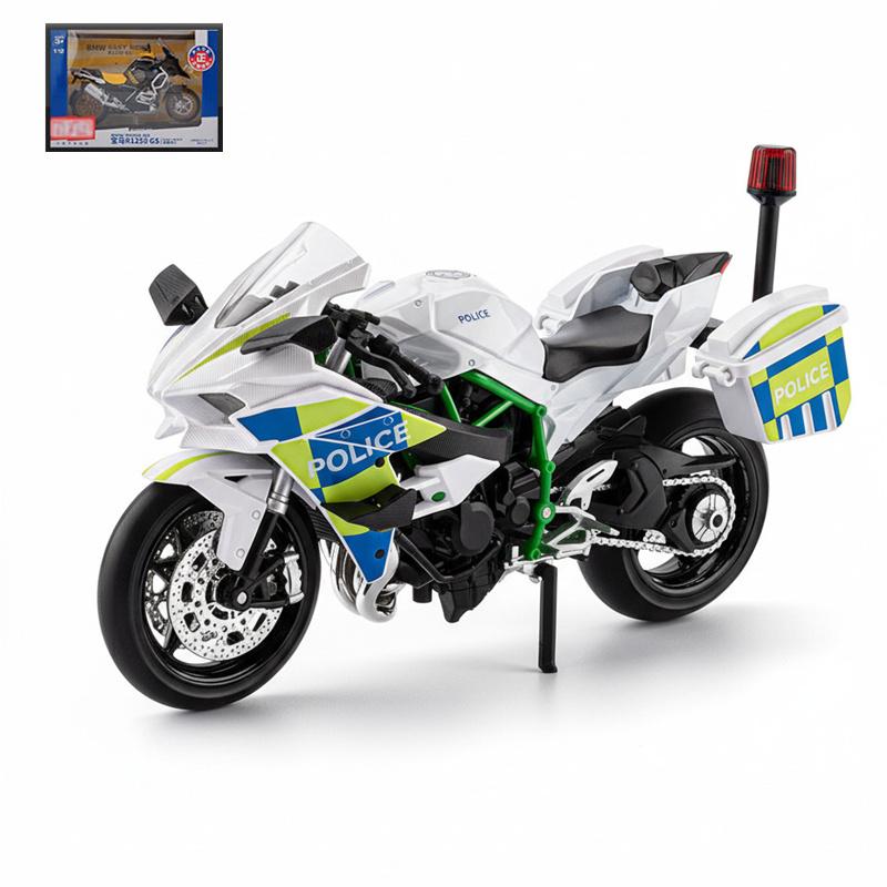 1:12 H2 H2R Alloy Police Racing Motorcycle Model Diecasts Track Sports Motorcycle Model Simulation Sound and Light Kids Toy Gift