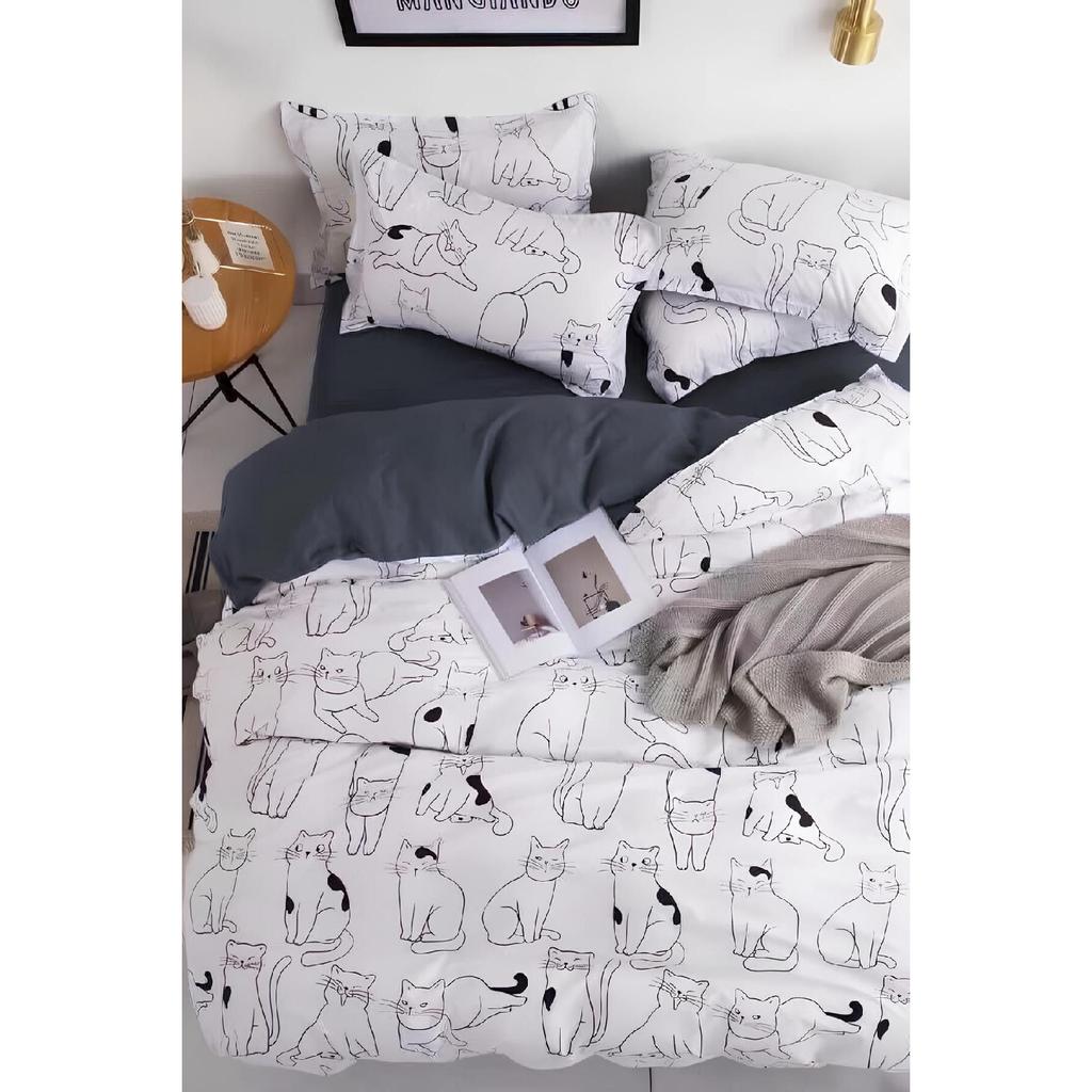 Doppelseitiges Einzelbettbezug-Set mit elastischem Laken