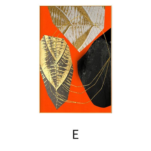 Modern Nordic Light Luxury Style Decorative Posters Abstract Gold Foil Art Canvas Painting for Home Living Room Wall Retro Photo