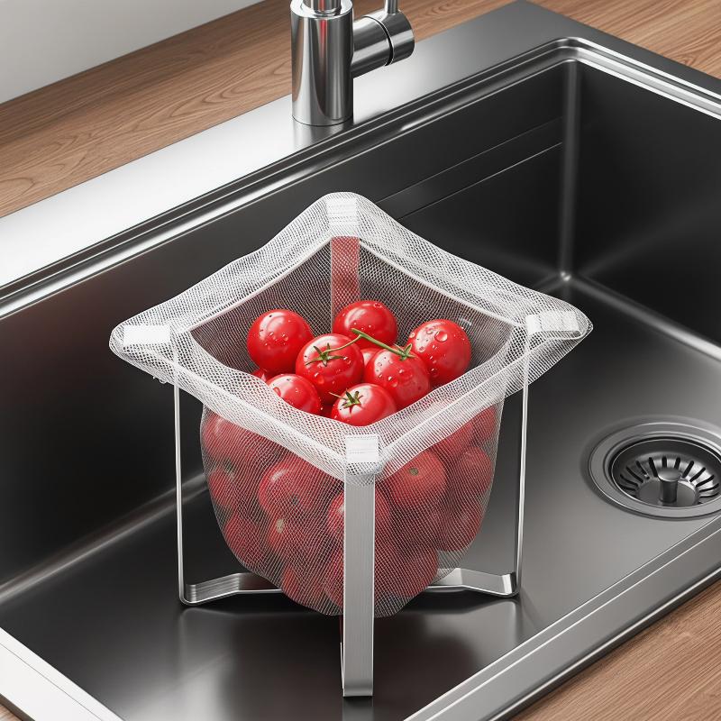 Convenient Stainless Steel Sink Strainer with Disposable Mesh Basket Holder for Easy Kitchen Management 1/2pcs