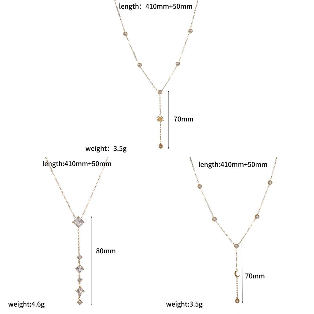 Lightweight Geometric Stainless Steel Necklace For Women With Zirconia Detailing For Daily Wear