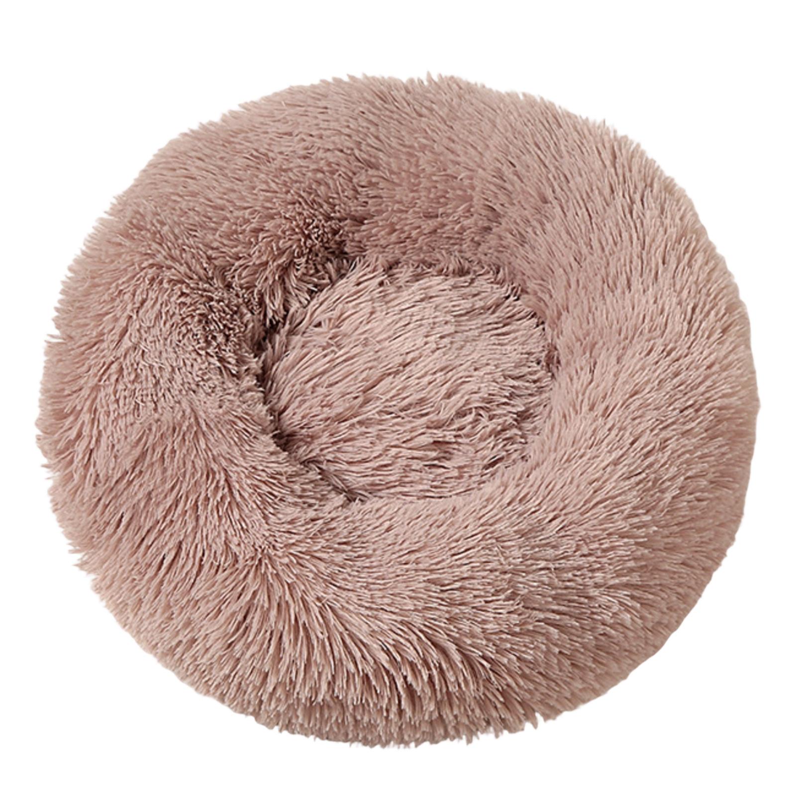 

Round Plush Pet Bed Soft Long Fur Cushion for Dogs Cats Comfortable Nest Cozy Sleeping Mat for Small Medium Pets 40cm Diameter One Size коричневий