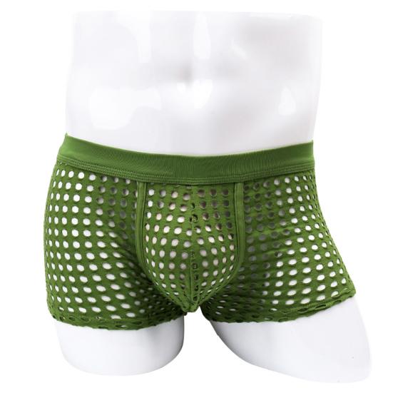 Men Sexy Hollow Out Shorts Briefs Low-rise Breathable Mesh Underwear Solid Color 3D
