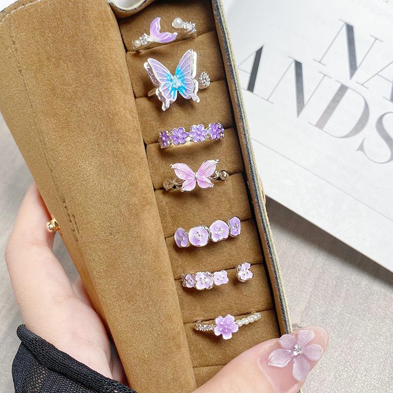 [Qixi Festival Romance] Purple Enamel Dripping Oil Zir*****Pening Ring Butterfly Personality Sweet Dream Niche Ring
