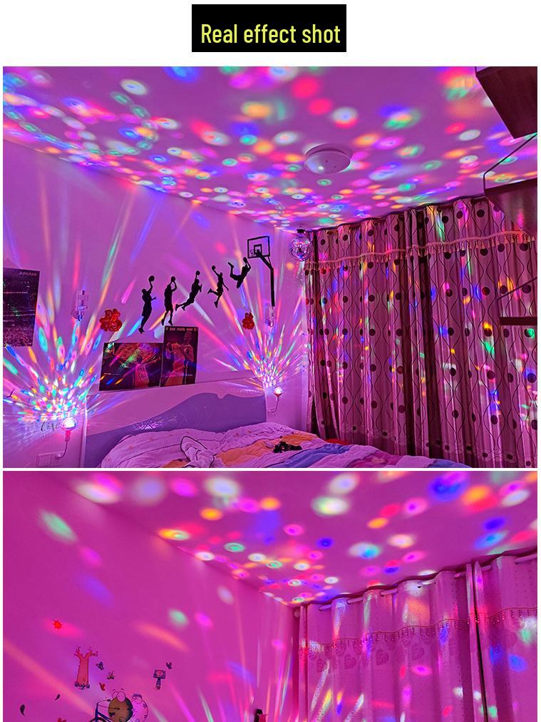 Golden LED Rotating Magic Ball Light - Six-Color Crystal Bulb with E27 Base for KTV Strobe and Atmosphere Lighting