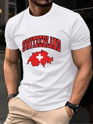 Switzerland Swiss Flag Prints Cotton TShirts Mens Summer Soft Oversized T Shirt ONeck Short Sleeve Tops Basic Male Clothes