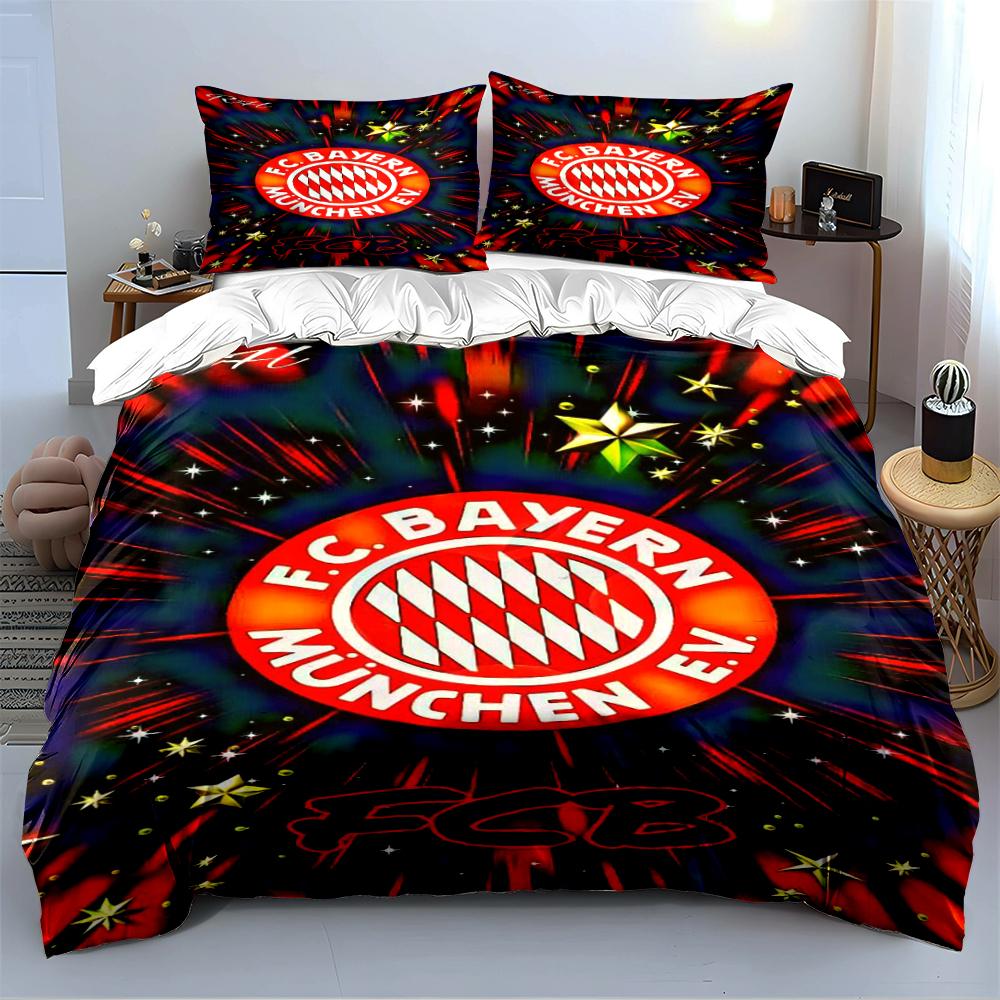 Bayern Munich Logo Bedding Set Bedding Duvet Cover Set Duvet Cover Pillowcases Home Decor (1 * Duvet Cover 2 * Pillowcases, Without Duvet Insert)