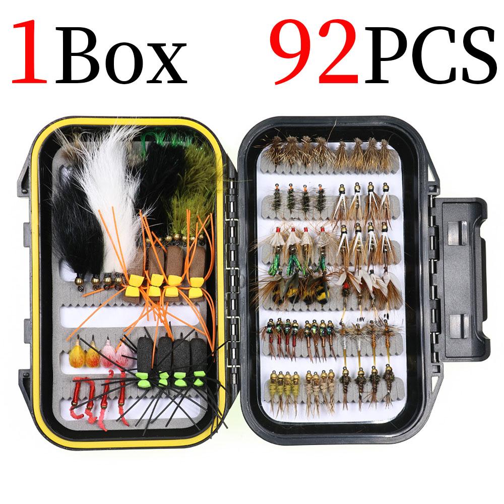 30/70/88/92 Stück Fliegenfischen Fliegen Set Mit Woolly Bugger Hare's Ear Nymphe Trocken-/Nassfliegen Elchhaar Köcherfliege Royal Wulff Tschechische Nymphe