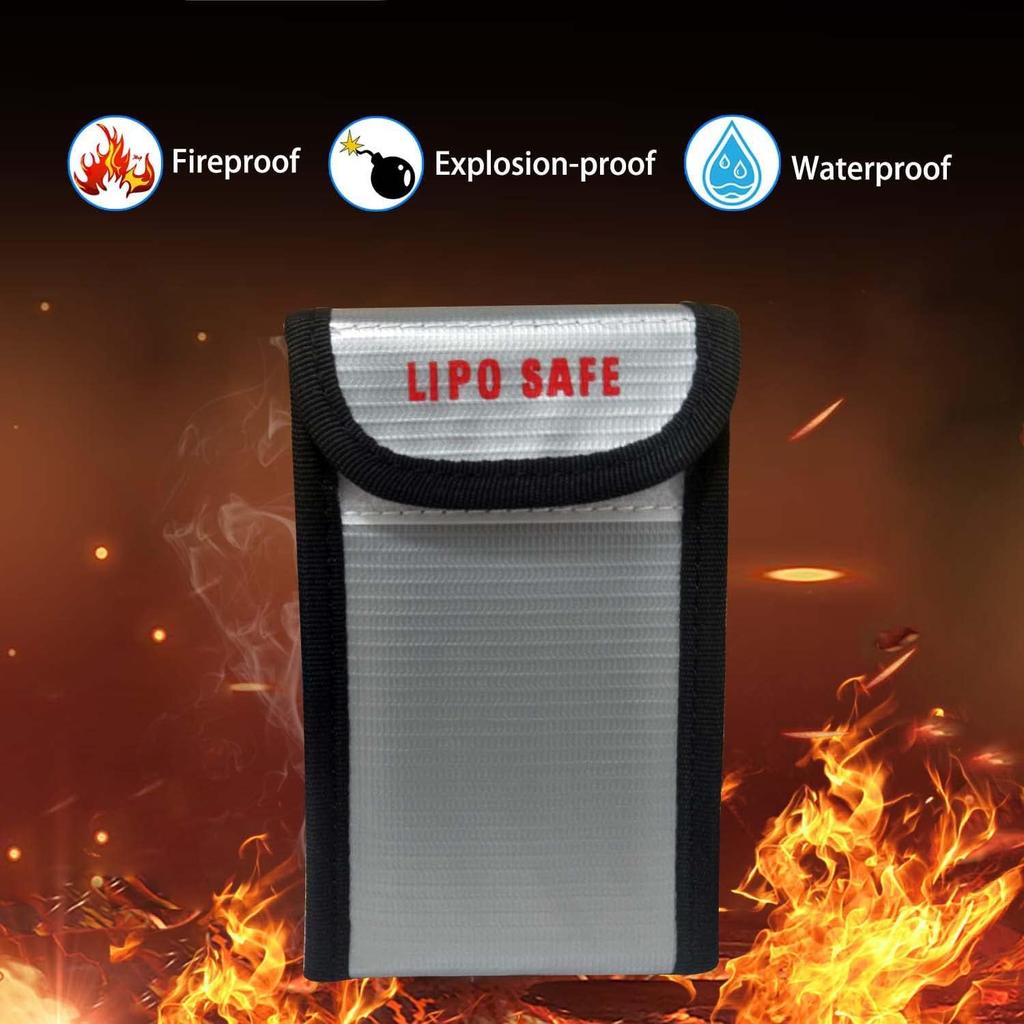 Fireproof Lipo Battery Safety Bag – 90x55x140mm – Explosion-Proof Protective Charging and Storage Case – 1 Piece