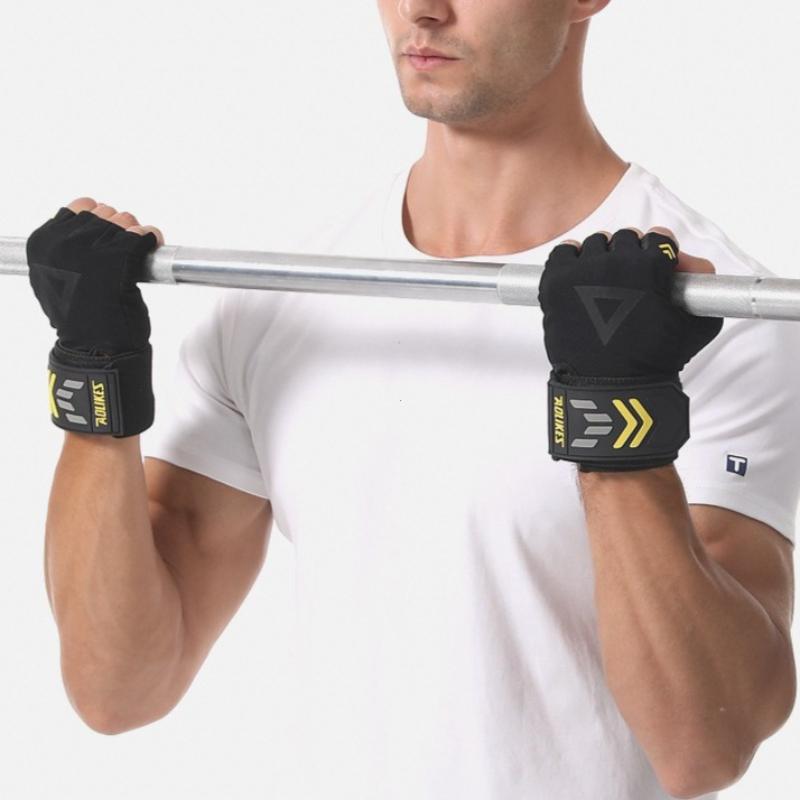 Weightlifting Gloves Wristband Support Breathable Anti-Slip Sports Gym Gloves Bodybuilding Powerlifting Fitness Training