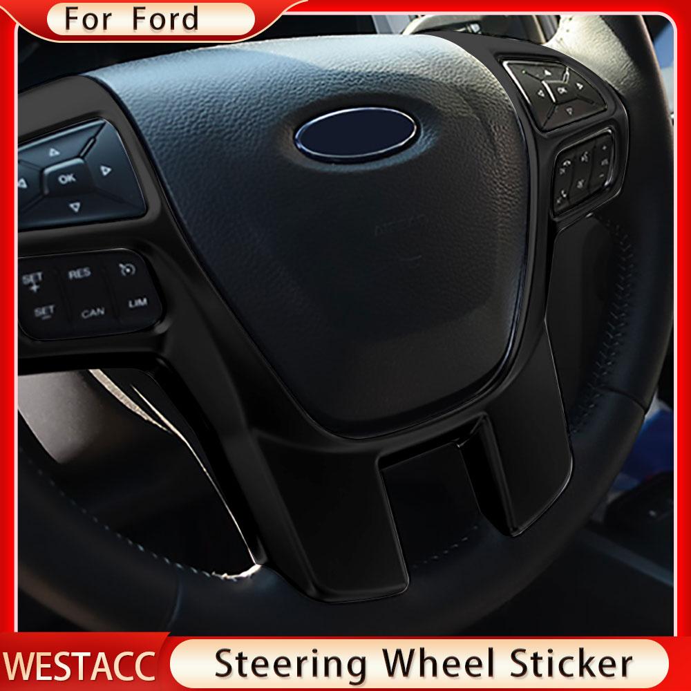 Car Steering Wheel Panel Cover Frame Sticker for Ford Ranger Everest Endeavour 2015 2016 2017 2018   